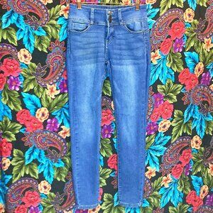 WOMEN'S WAX SKINNY JEANS , BUTT I LOVE YOU! "SIZE 7 HIGH WAIST DENIM JEANS PANTS